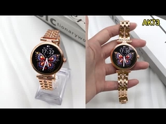 AK73 Lady Gold Luxury Steel Smart Watch Fashion 1.28 polegadas BT Call Mulheres Feminino