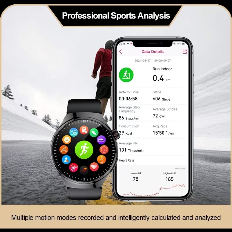 TK26 Health Smart Watch With ECG Heart Rate BT Call IP68 Waterproof Smartwatch With Voice Assistant