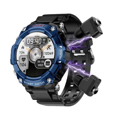 Relógio inteligente T96 com fones de ouvido